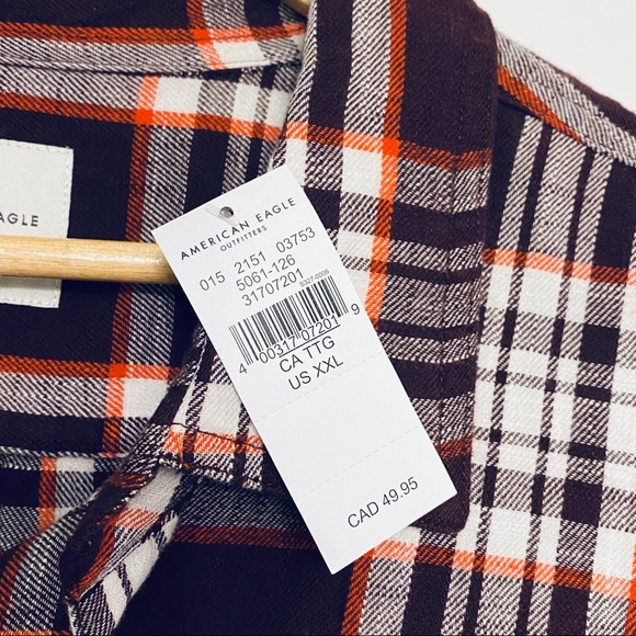 AMERICAN EAGLE | BURGUNDY PLAID FLANNEL - NWT - Picture 3 of 5